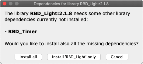 Arduino Library Manager: RBD_Light Dependencies