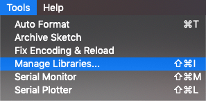 Arduino Library Manager Menu: Tools -> Manage Libraries...