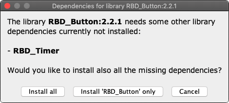 Arduino Library Manager: RBD_Button Dependencies