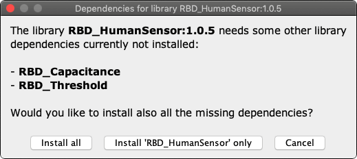 Arduino Library Manager: RBD_HumanSensor Dependencies
