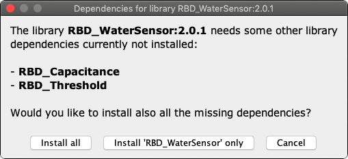 Arduino Library Manager: RBD_WaterSensor Dependencies
